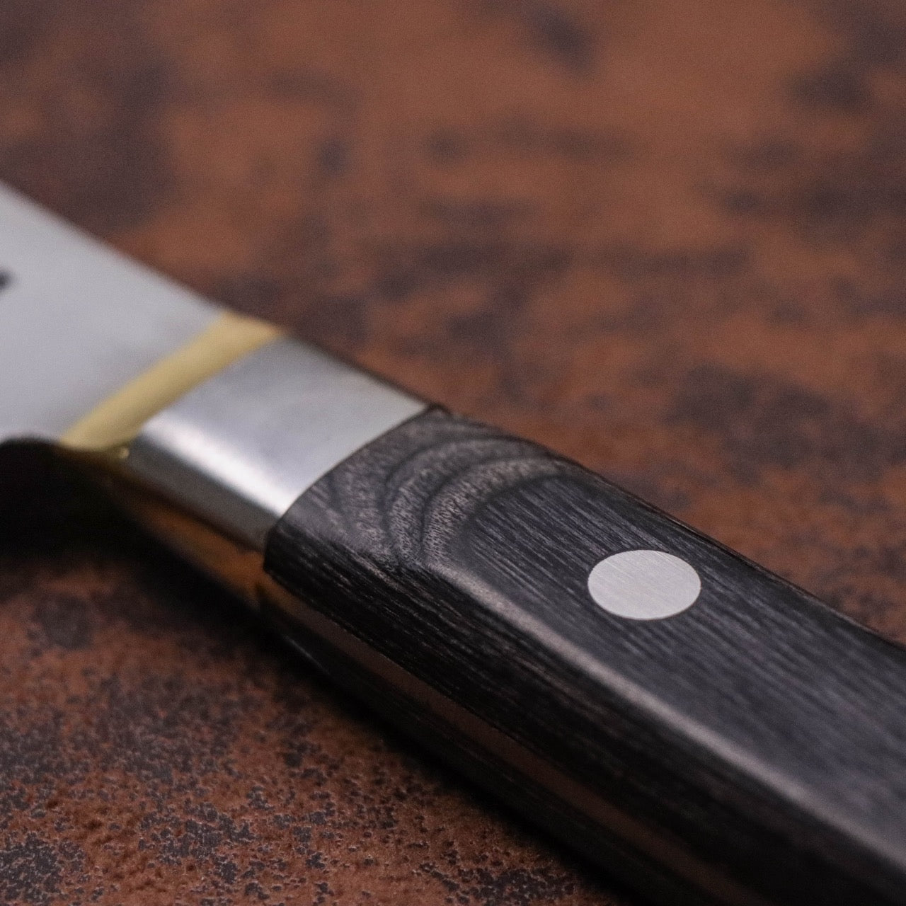 武藏國光月 無垢日本碳鋼本燒 黃銅焊鑲口金 洋牛刀