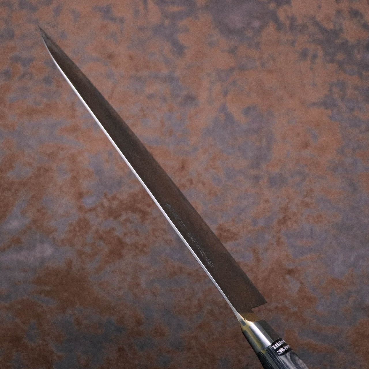 武藏國光月 無垢日本碳鋼本燒 黃銅焊鑲口金 洋牛刀