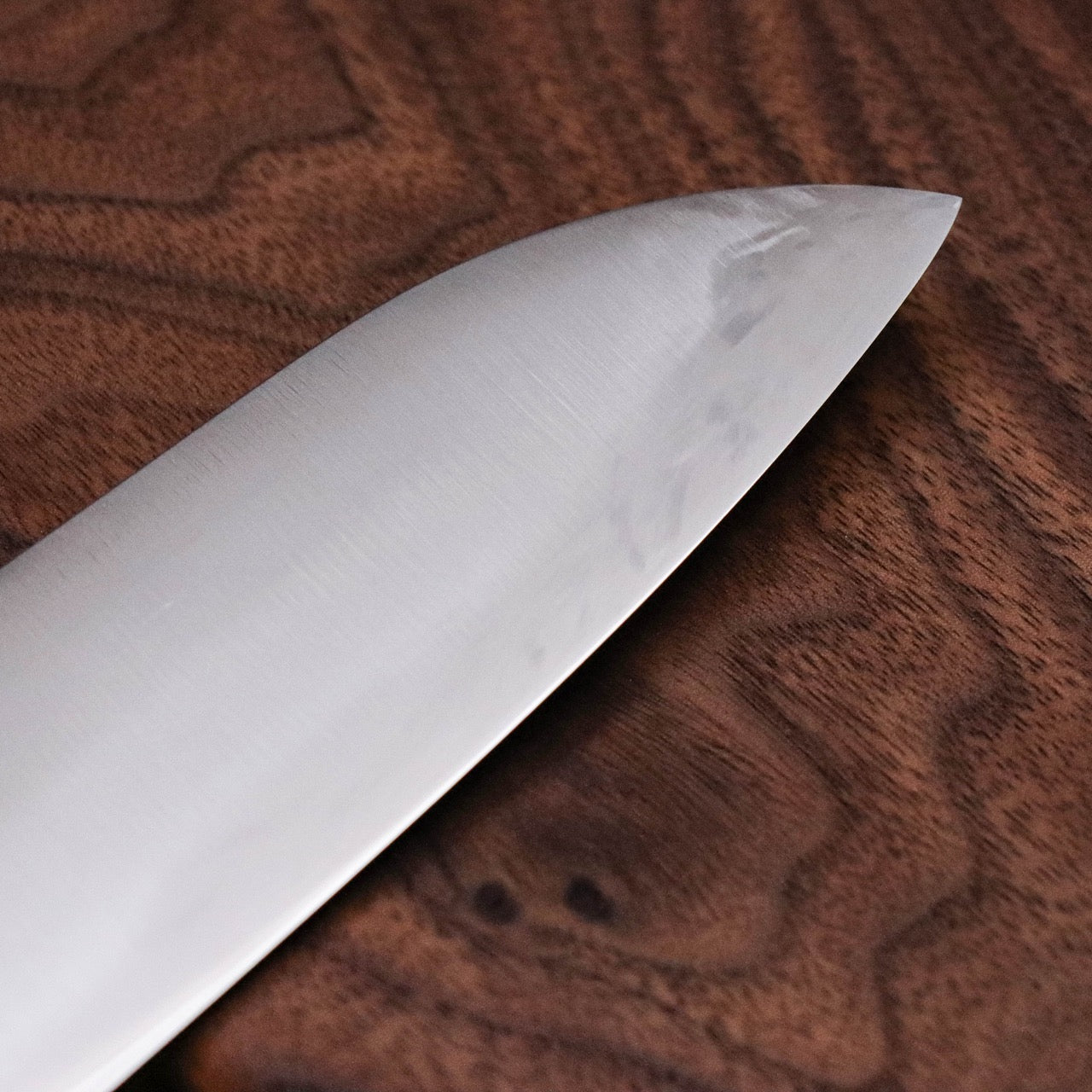 武藏國光月 無垢日本碳鋼本燒 黃銅焊鑲口金 洋三德刀