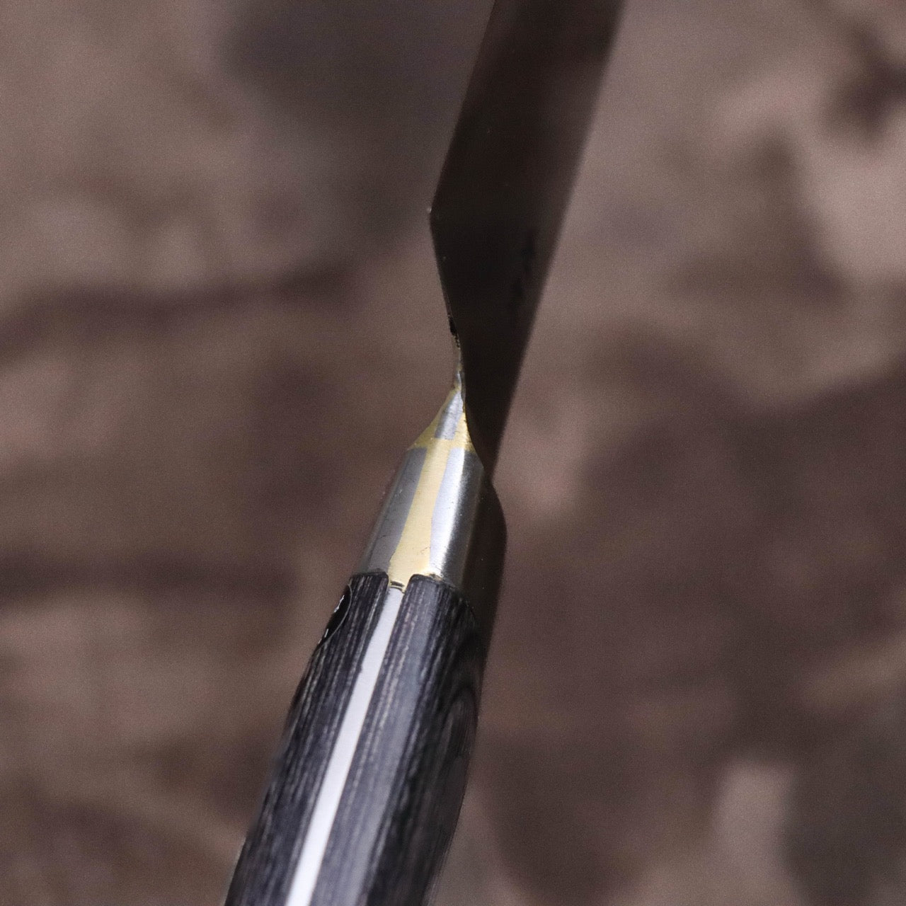 武藏國光月 無垢日本碳鋼本燒 黃銅焊鑲口金 洋三德刀