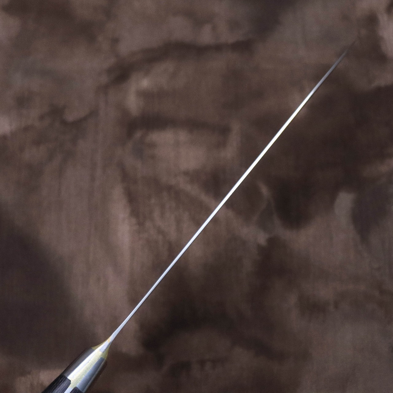 武藏國光月 無垢日本碳鋼本燒 黃銅焊鑲口金 洋三德刀