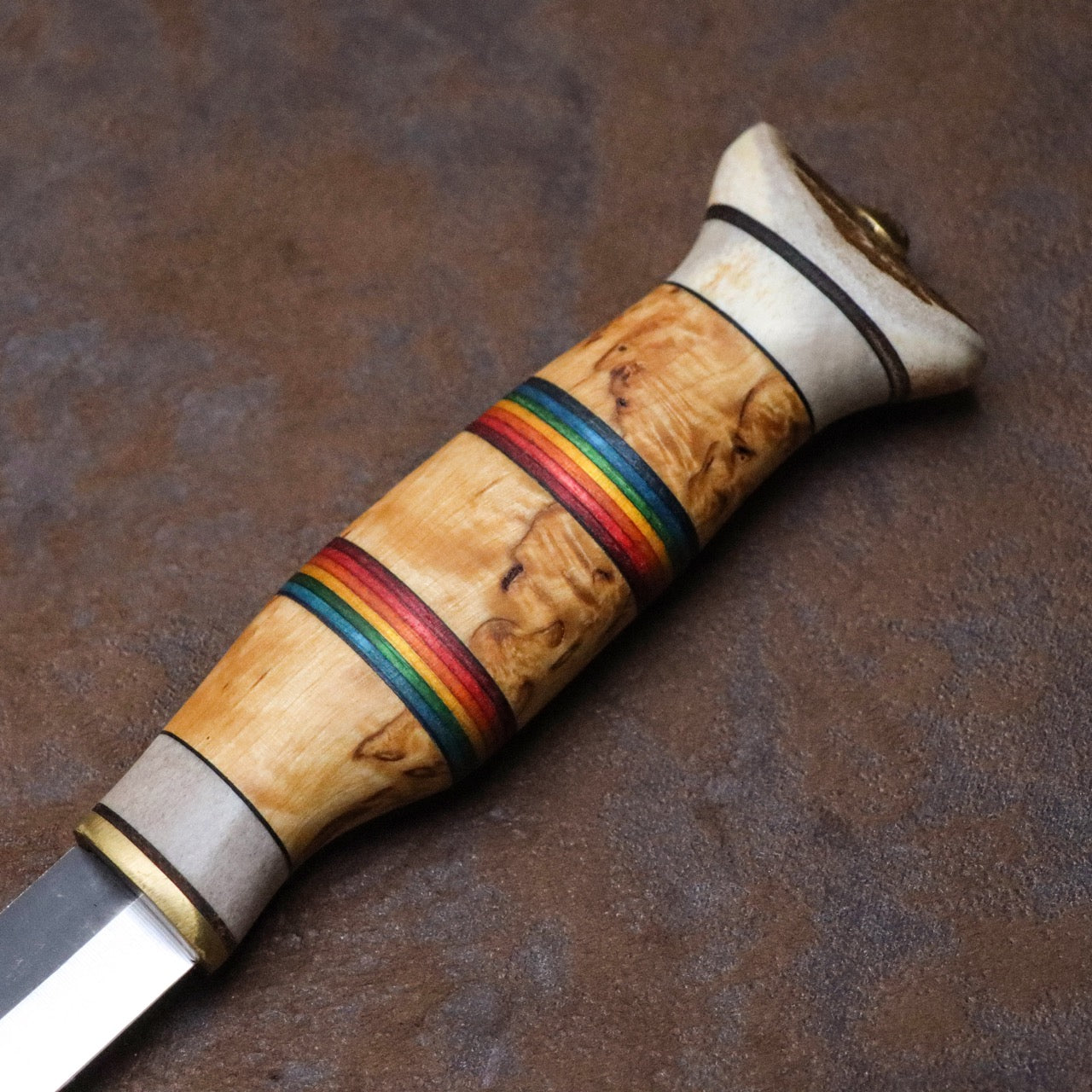 Wood Jewel 芬蘭小獵刀 多色拼接樺木馴鹿角柄