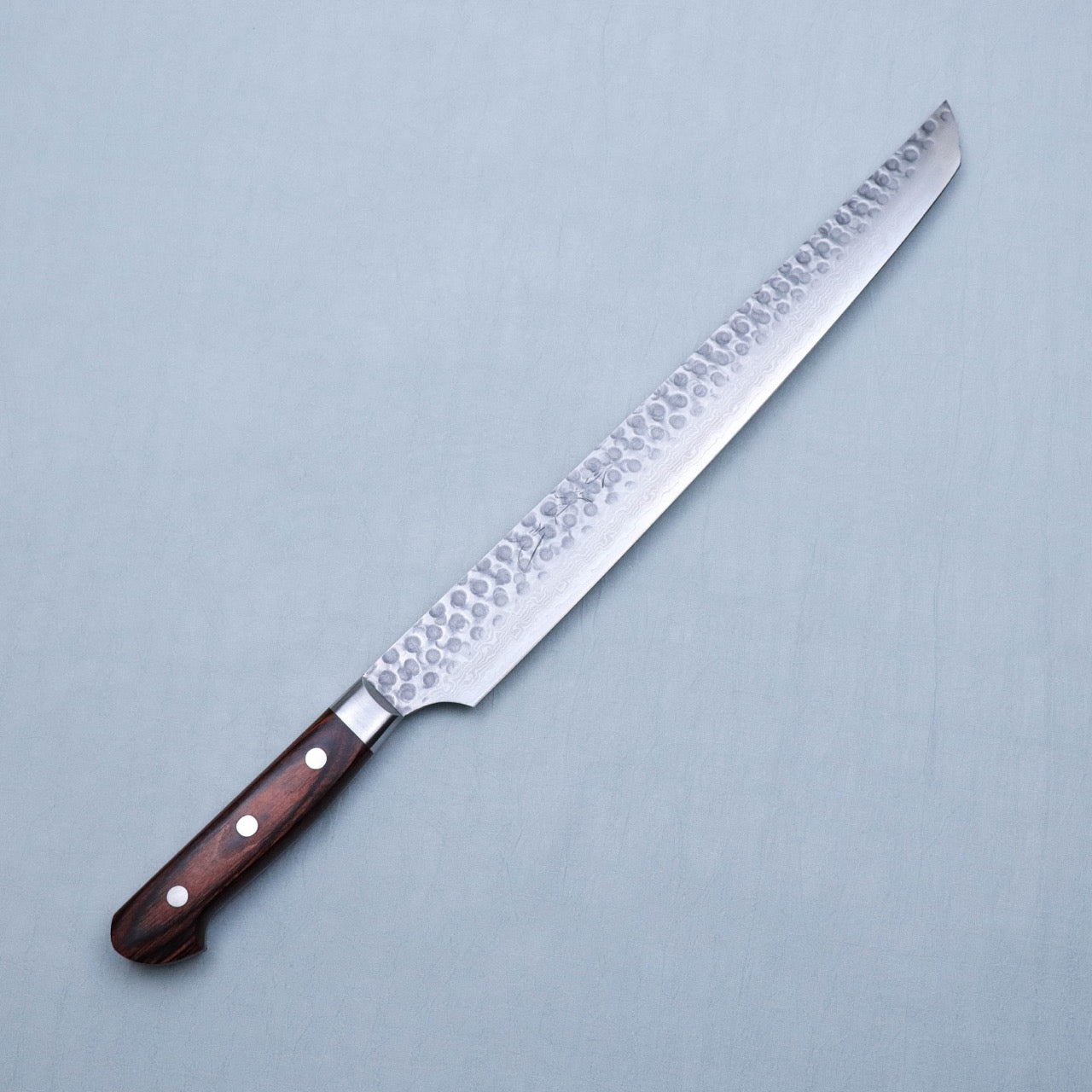 JIKKO Stainless Tsuchime Finish Double-beveled Sakimaru Takohiki