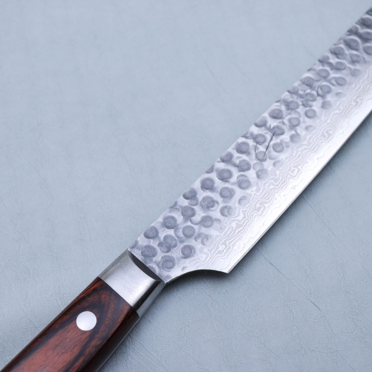 JIKKO Stainless Tsuchime Finish Double-beveled Sakimaru Takohiki