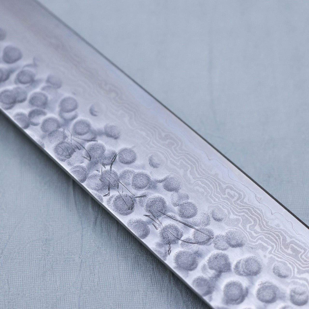 JIKKO Stainless Tsuchime Finish Double-beveled Sakimaru Takohiki