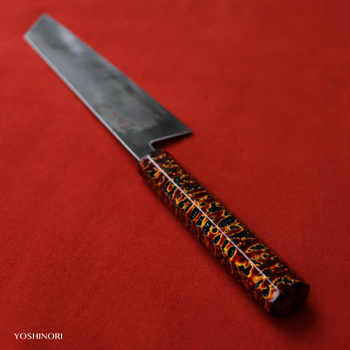 正本 不鏽鉬釩鋼 切付形 菜切款和牛刀 付金漆溜塗鞘