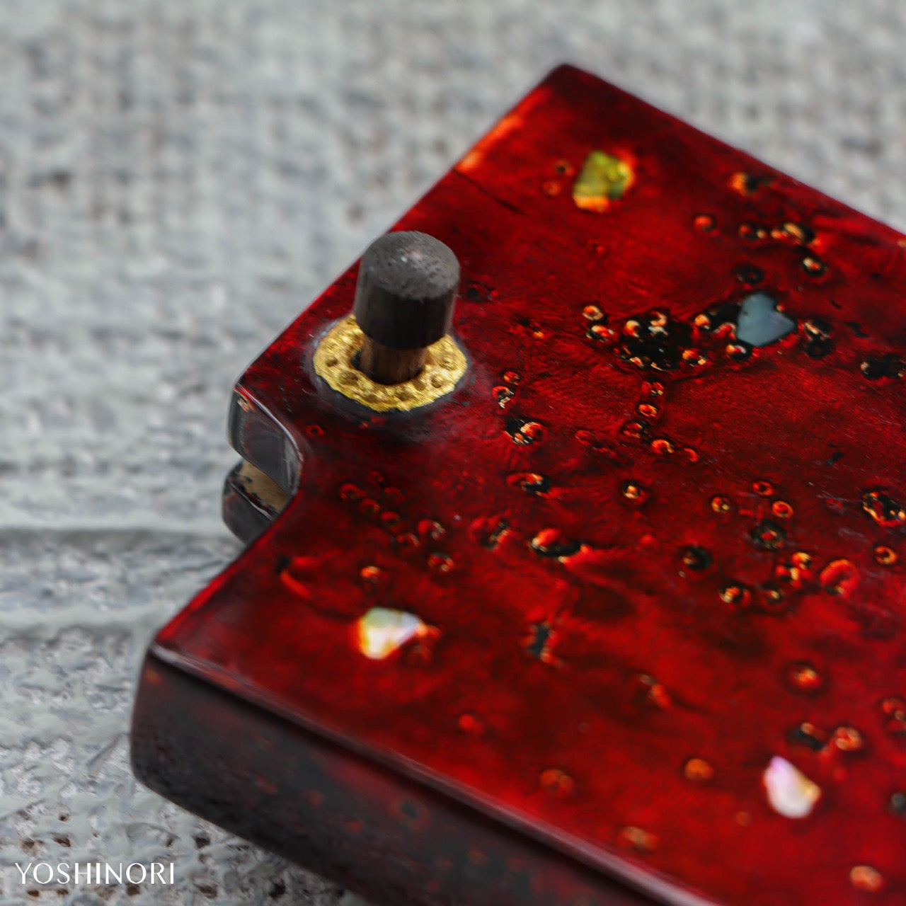 源昭忠 DX青二鋼 水本燒鏡面「蛙子丁子刃紋」和牛刀 付本漆螺鈿變塗鞘