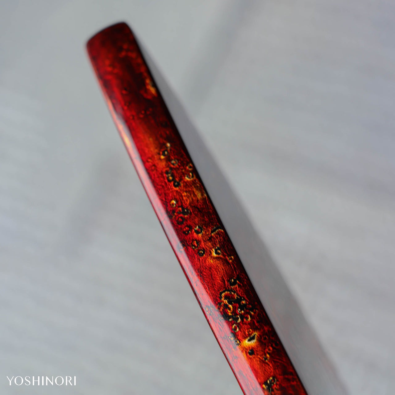 源昭忠 DX青二鋼 水本燒鏡面「蛙子丁子刃紋」和牛刀 付本漆螺鈿變塗鞘