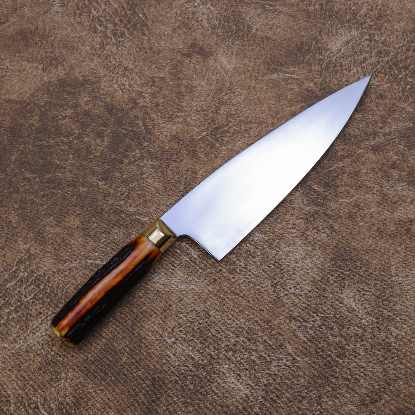 Ed Nichols 奧地利440C不鏽鋼 西班牙式牛刀 琥珀鹿角柄