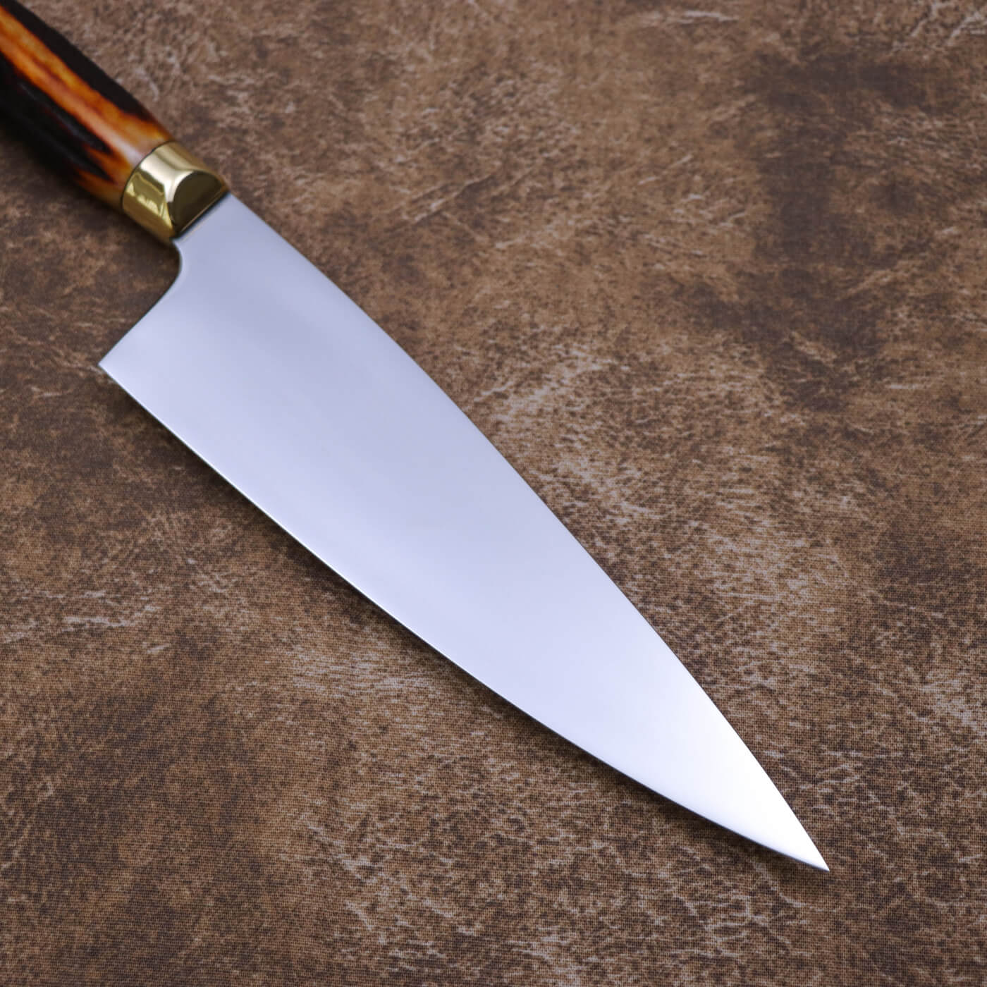 Ed Nichols 奧地利440C不鏽鋼 西班牙式牛刀 琥珀鹿角柄