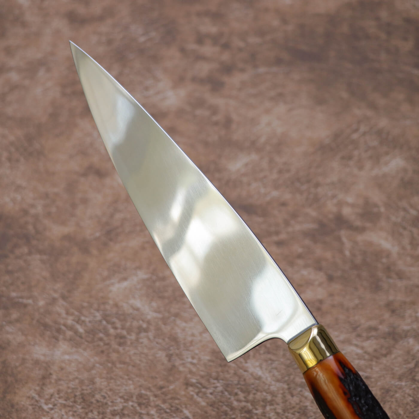 Ed Nichols 奧地利440C不鏽鋼 西班牙式牛刀 琥珀鹿角柄