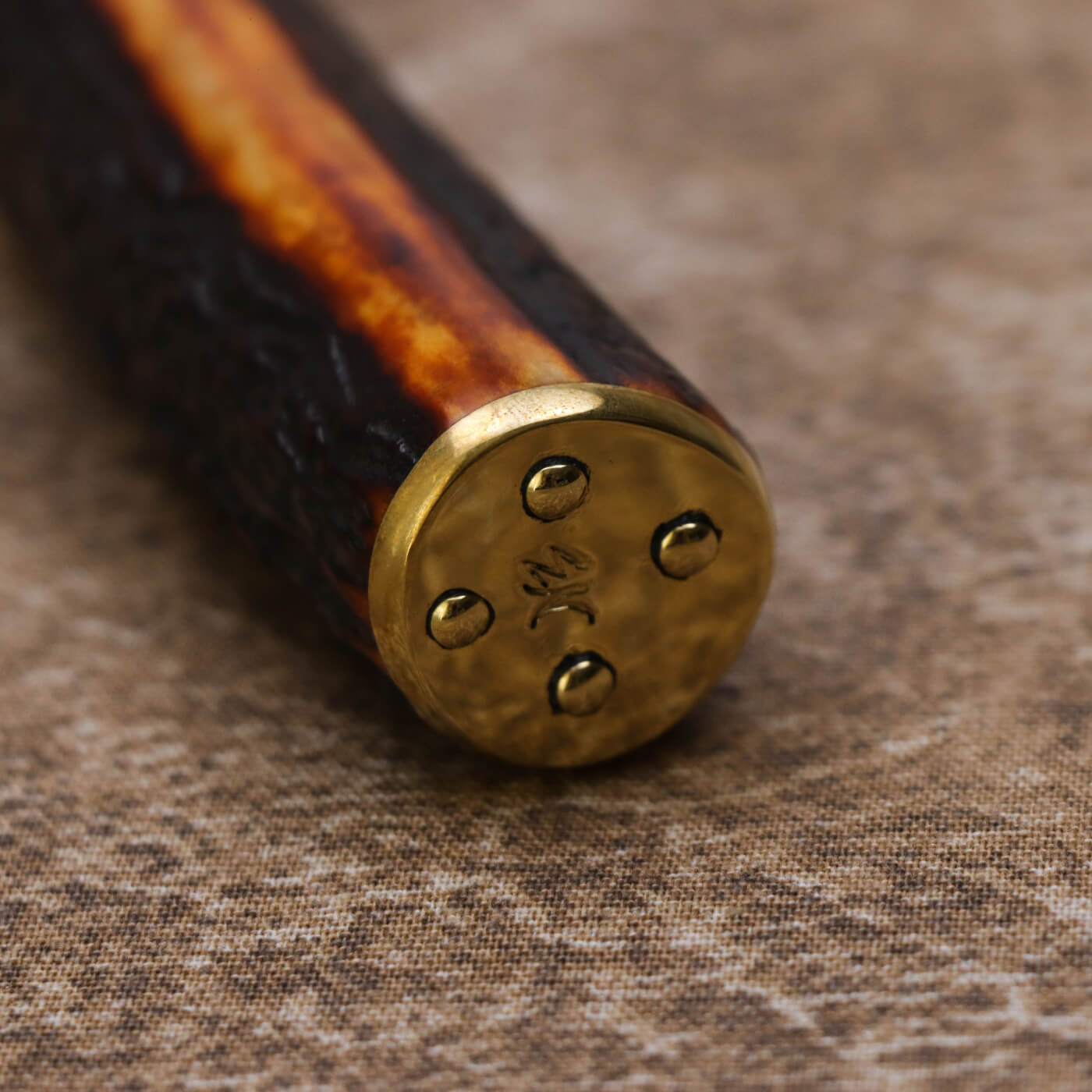 Ed Nichols 奧地利440C不鏽鋼 西班牙式牛刀 琥珀鹿角柄