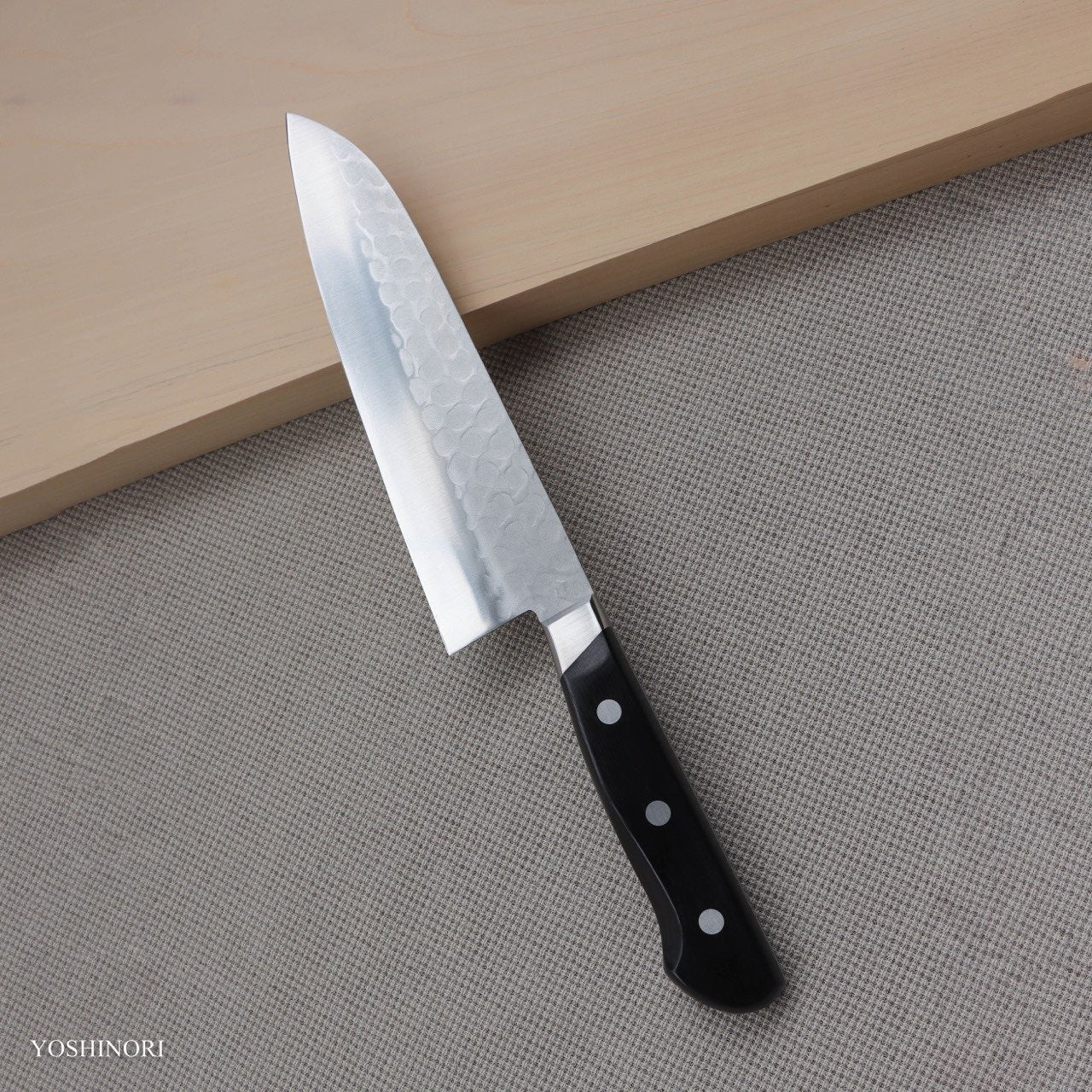Yoshihiro Blue #2 Stainless Clad Tsuchime Nashiji Finish Santoku