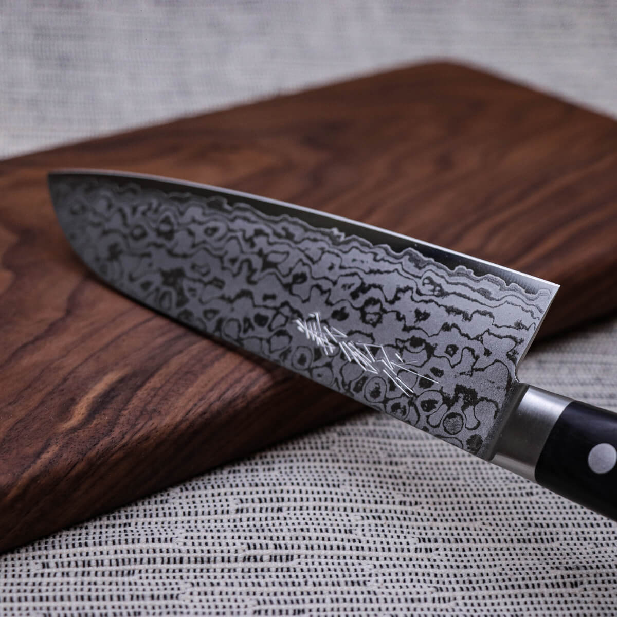 Yoshihiro VG10 17-layer Damascus Steel Santoku Black Pakkawood Handle