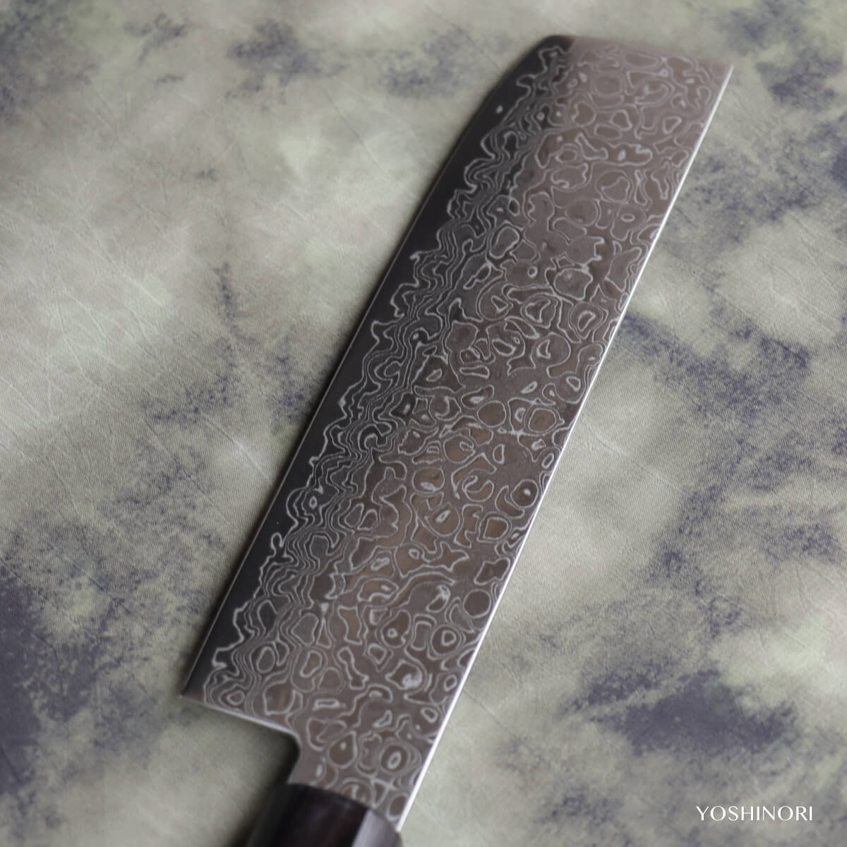 Yoshihiro AUS10 69-Layer Damascus Stainless Steel Wa-Nakiri with Ebony Handle