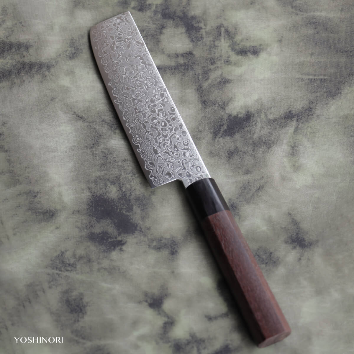 Yoshihiro AUS10 69-Layer Damascus Stainless Steel Wa-Nakiri with Ebony Handle