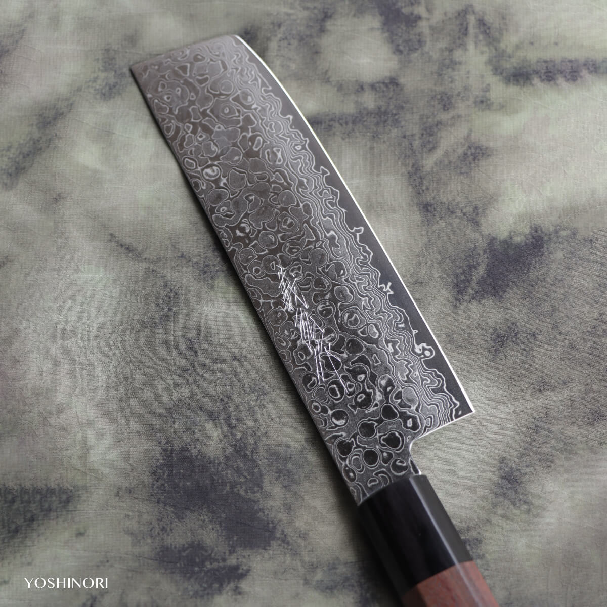 Yoshihiro AUS10 69-Layer Damascus Stainless Steel Wa-Nakiri with Ebony Handle