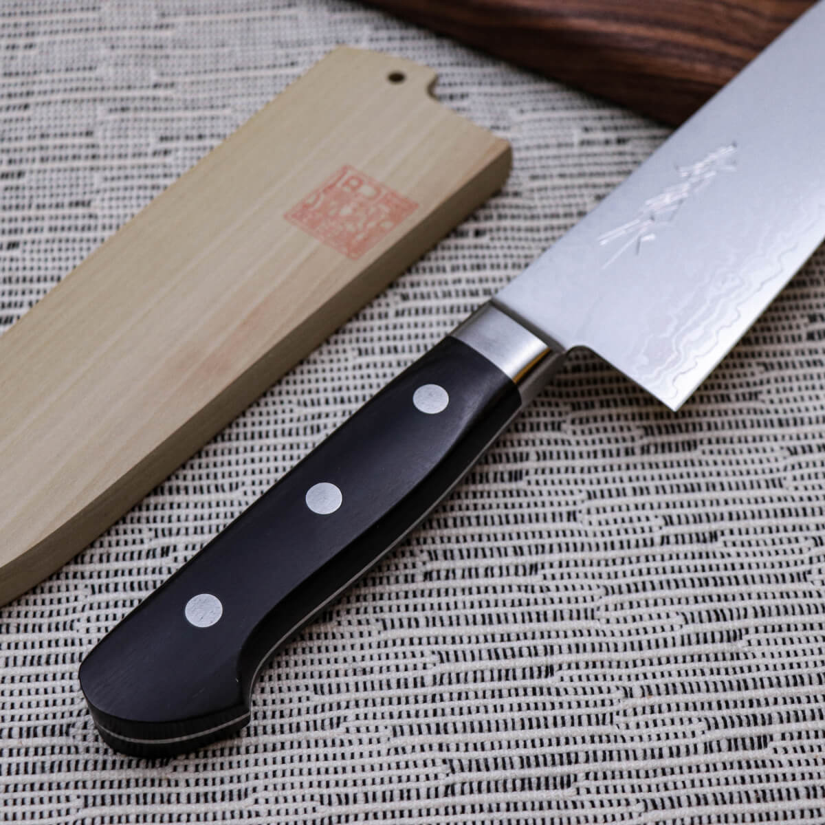 Yoshihiro VG10 17-layer Damascus Steel Santoku Black Pakkawood Handle