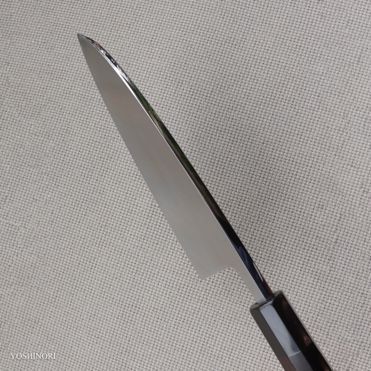 義弘作 銀三鋼 鏡面本霞 出刃 黑檀八角柄