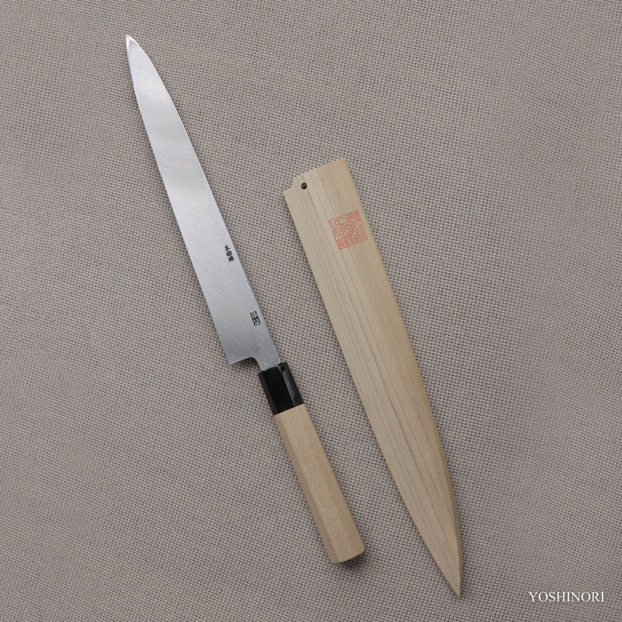 Yoshihiro White #2 Steel Hon-Kasumi Yanagi with Magnolia Wood Handle