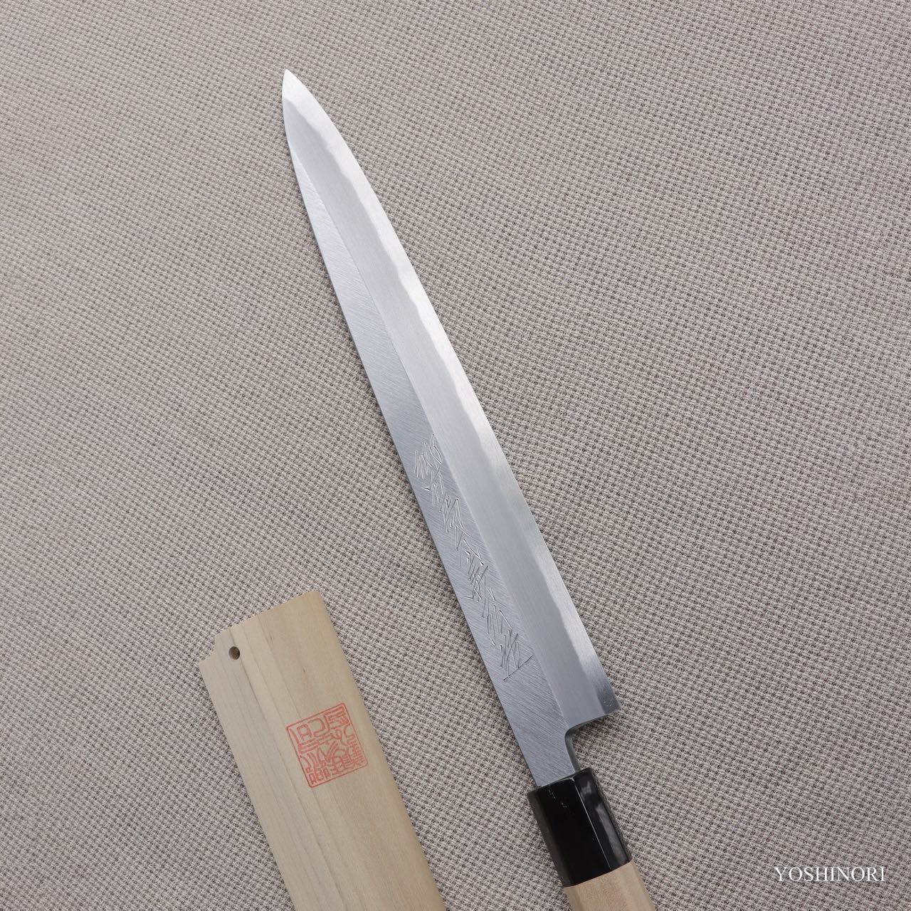 Yoshihiro White #2 Steel Hon-Kasumi Yanagi with Magnolia Wood Handle