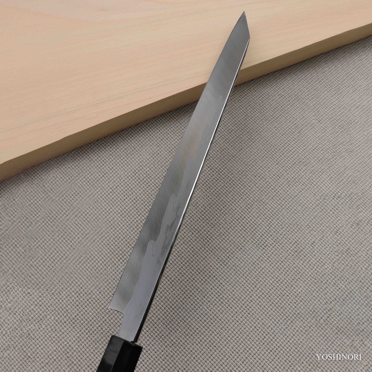 Yoshihiro Suminagashi Blue #1 Damascus cladding Kansho Yanagi Kiritsuke with Double Grooves