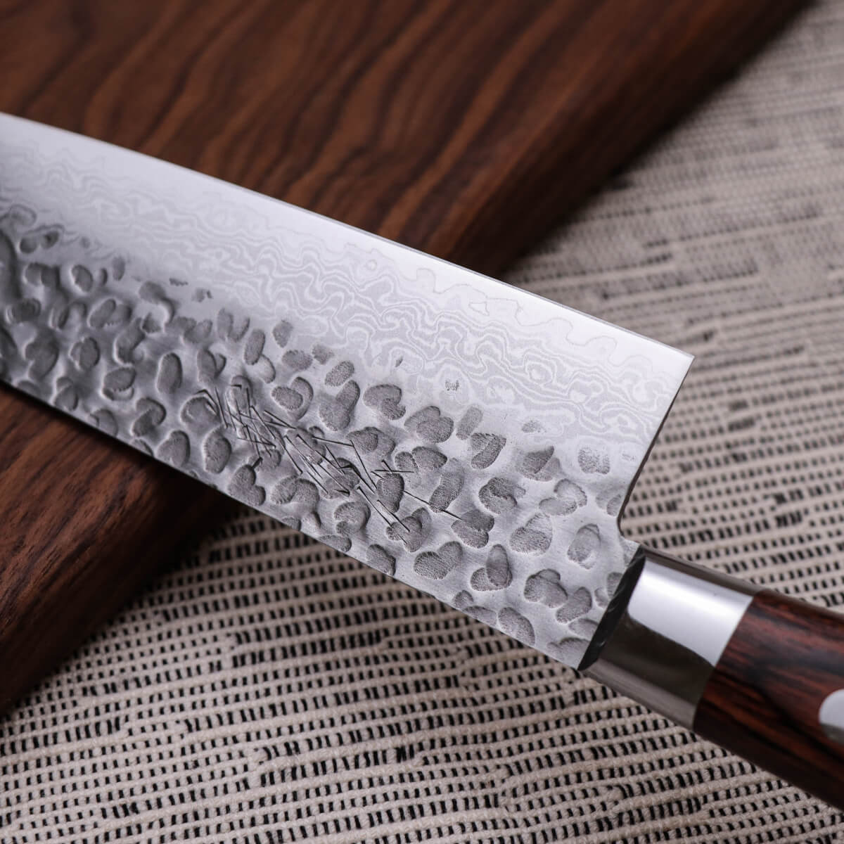 Yoshihiro Tsuchime Finish VG10 17-layer Damascus Steel Santoku