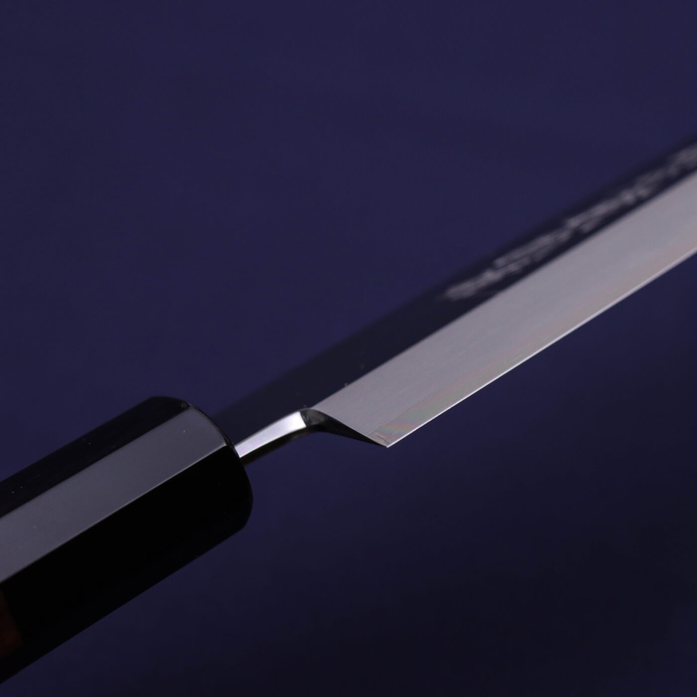 義弘作 銀三鏡面 河豚引柳刃 黑八角