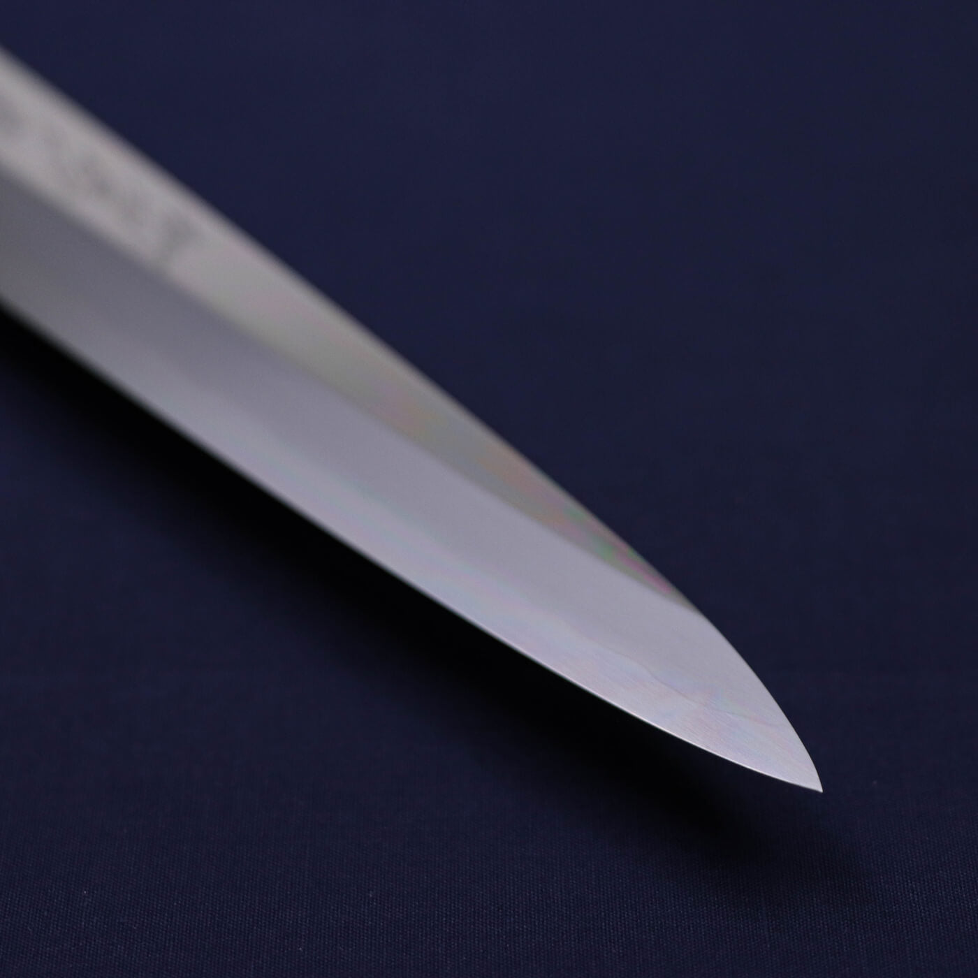 義弘作 銀三鏡面 河豚引柳刃 黑八角