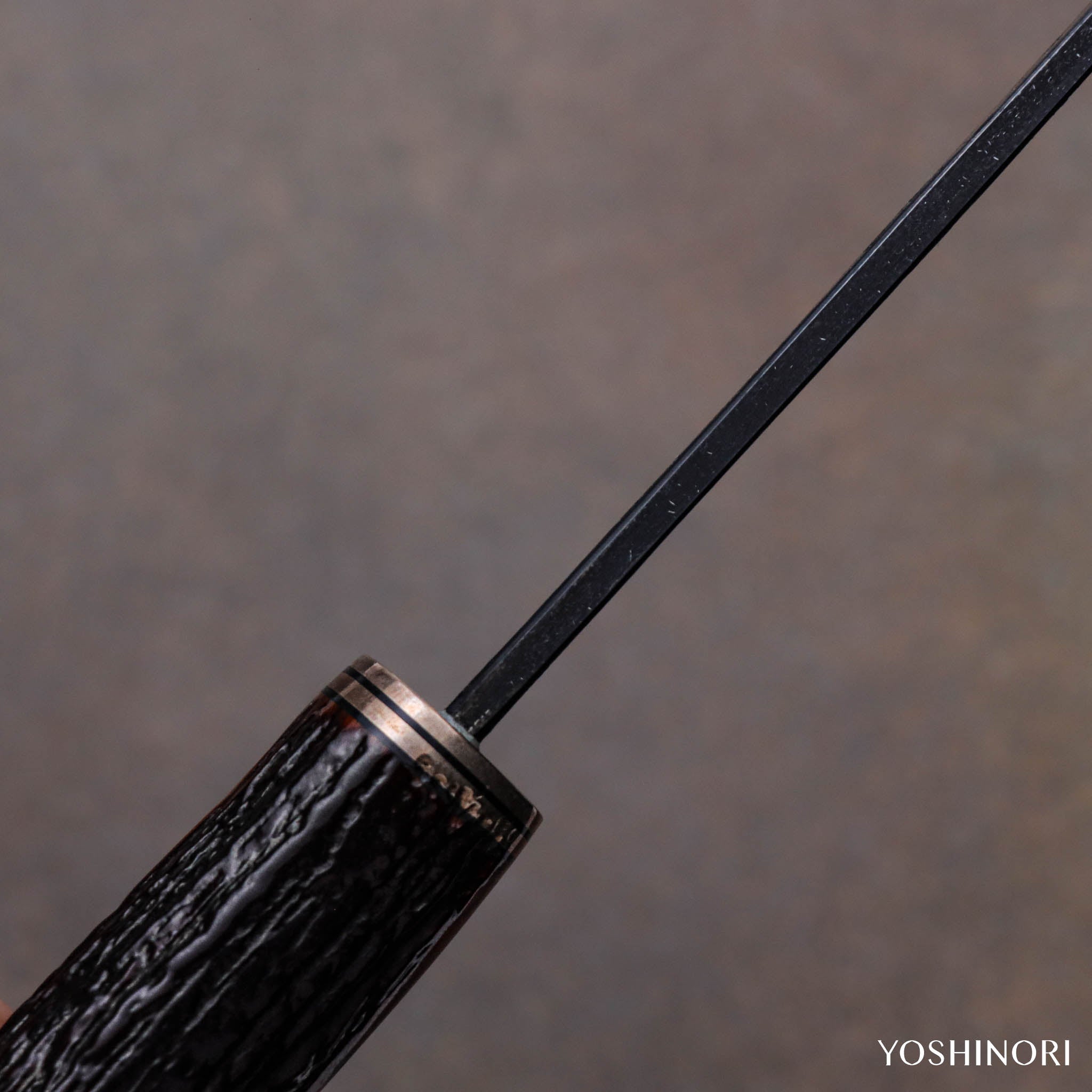 秋友義彥 甲伏鍛黑打 切付包丁（劍形山刀）琥珀鹿角柄