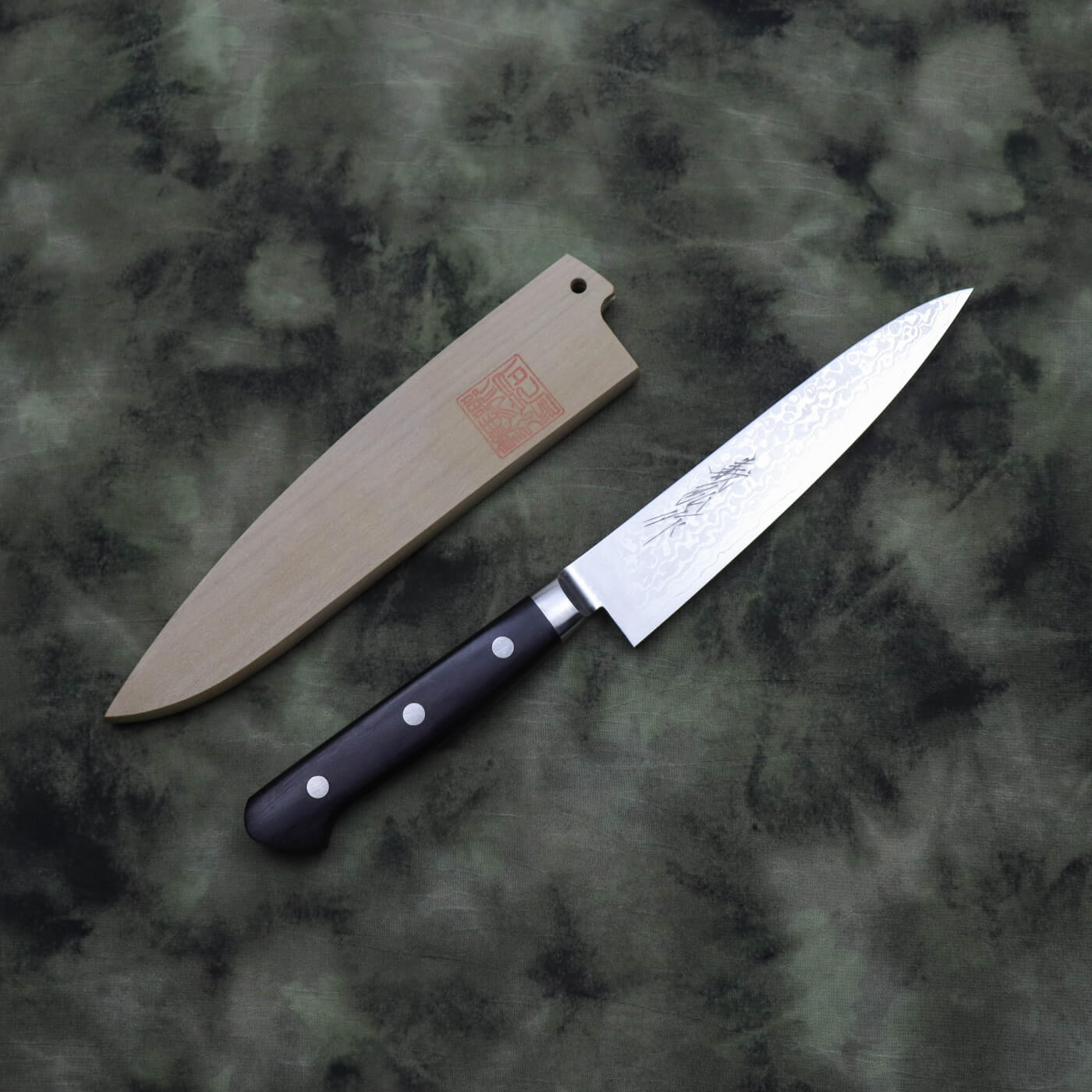 Yoshihiro VG10 17-layer Damascus Steel Petty Black Pakkawood Handle