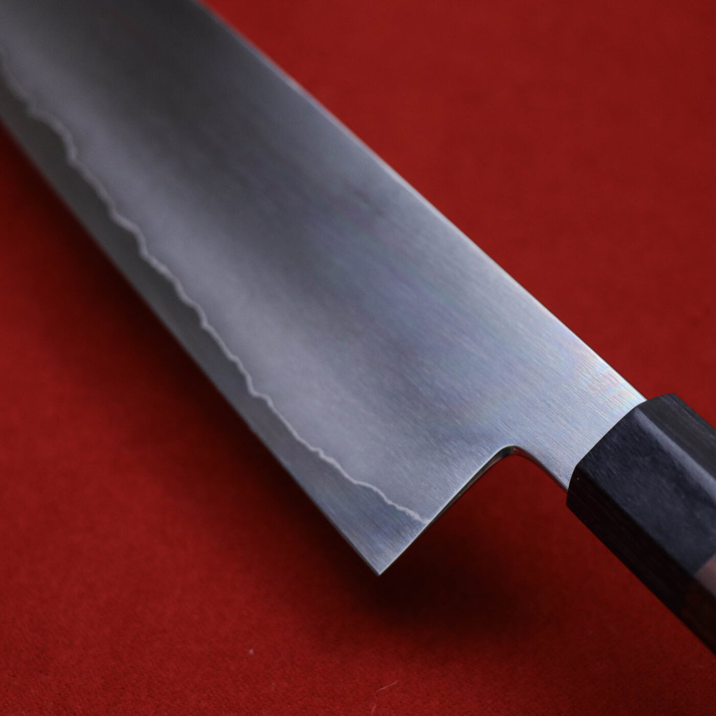 義弘作 銀三 本霞和牛刀 紫檀八角柄