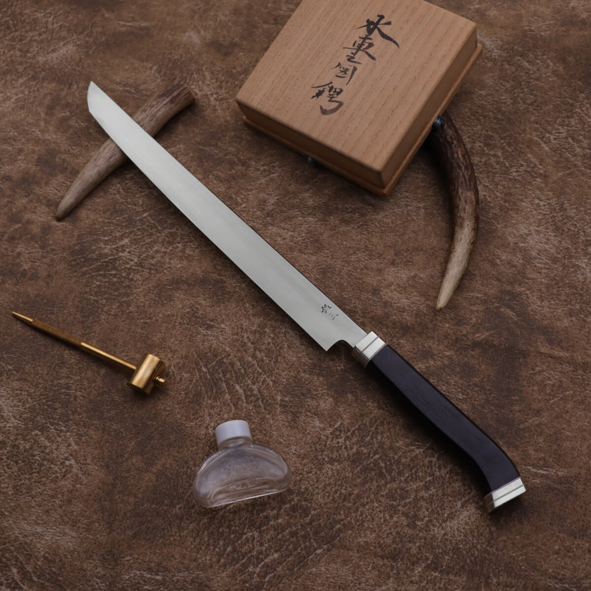 堺昇龍 銀三 鏡面先丸柳刃 洋黑檀