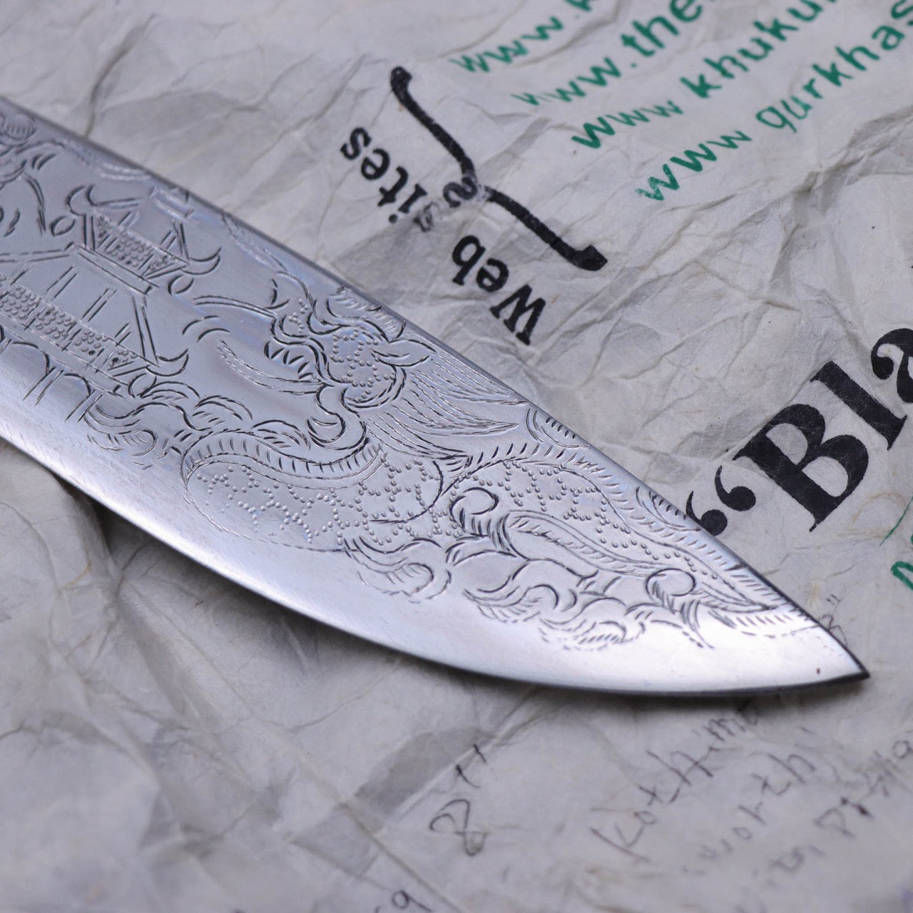 Khukuri House 手工鍛造 廓爾喀雕龍彎刀 銀製雕刻刀鞘