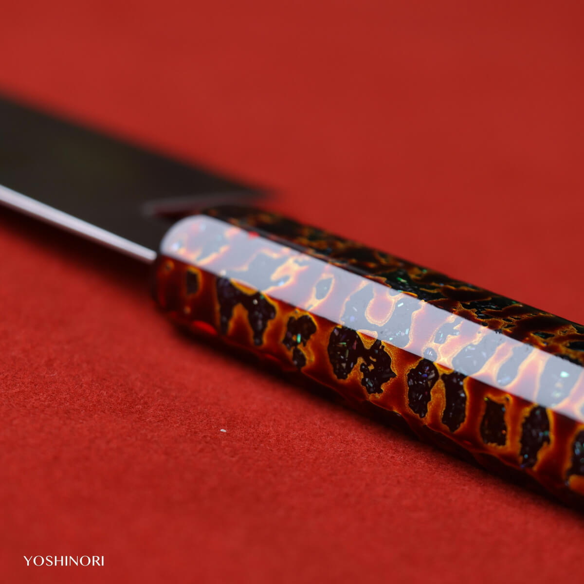 正本 不鏽鉬釩鋼 切付形 菜切款和牛刀 付金漆溜塗鞘